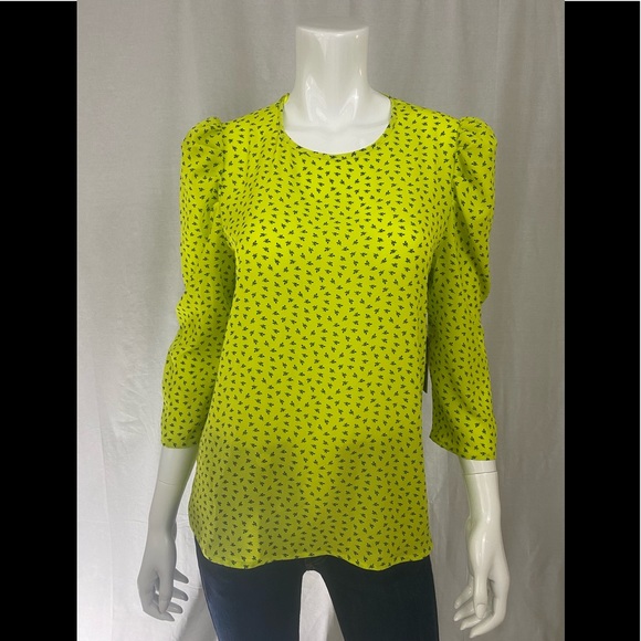 Vince Camuto yellow print blouse - Picture 4 of 7